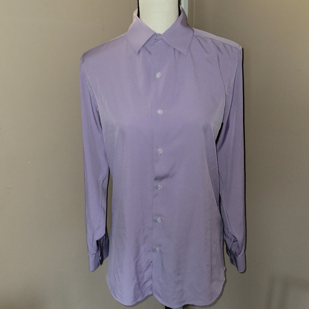 Men's Lilac Long-Sleeve Dress Shirt - Classic Point Collar